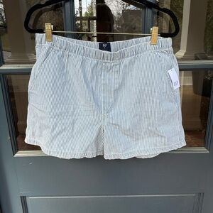 GAP Light Blue & White Striped Denim Pull On Shorts